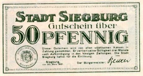 Аверс банкноты 50 fenigów (Niemcy) 1921