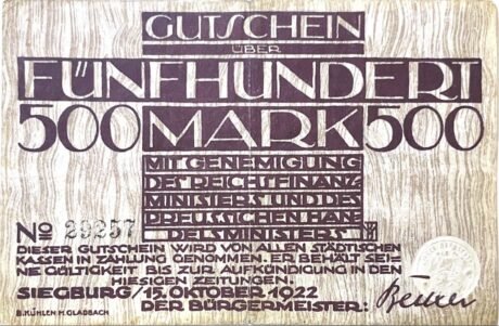 Аверс банкноты 500 marek (Niemcy) 1922