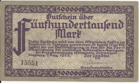 Аверс банкноты 500000 marek (Niemcy) 1923