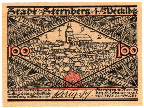 Аверс банкноты 100 fenigów (Niemcy) 1922
