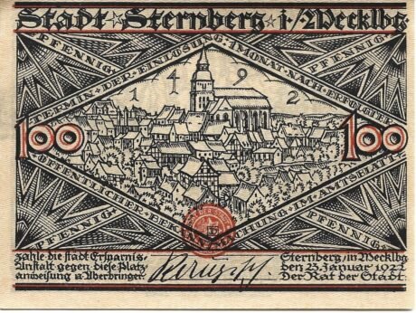 Аверс банкноты 100 fenigów (Niemcy) 1922