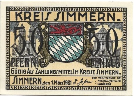 Аверс банкноты 50 fenigów (Niemcy) 1921