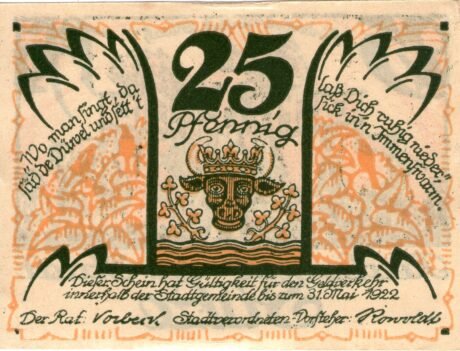 Аверс банкноты 25 пфеннигов (Германия)