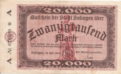 Аверс банкноты 20 000 marek (Niemcy) 1923