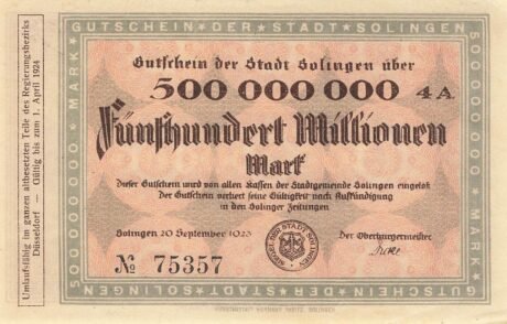 Аверс банкноты 500 000 000 marek (Niemcy) 1923