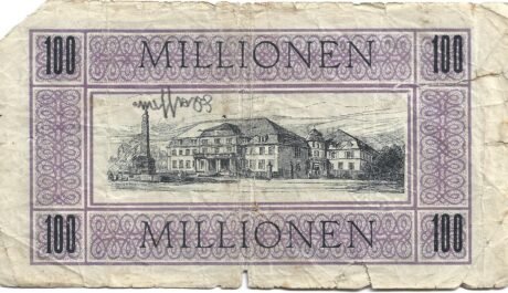 Реверс банкноты 100 000 000 marek (Niemcy) 1923