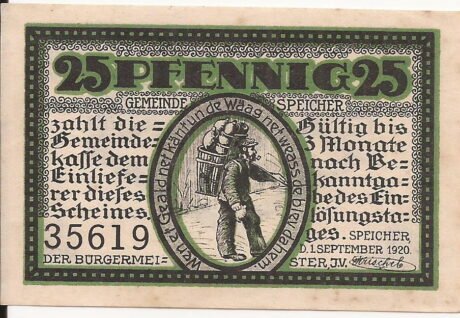 Аверс банкноты 25 fenigów (Niemcy) 1920