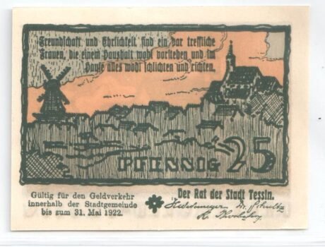 Аверс банкноты 25 fenigów (Niemcy)