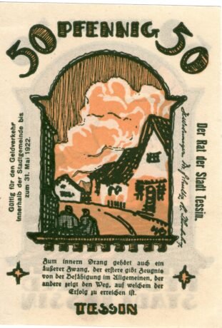 Аверс банкноты 50 fenigów (Niemcy) 1922