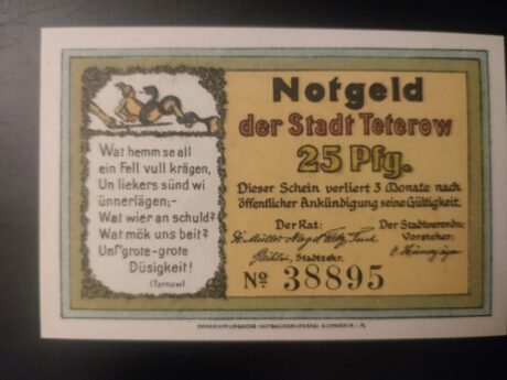 Аверс банкноты 25 fenigów (Niemcy)