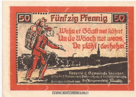 Аверс банкноты 50 fenigów (Niemcy) 1921