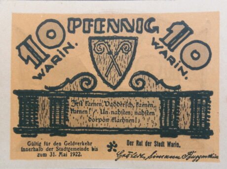 Аверс банкноты 10 fenigów (Niemcy) 1922