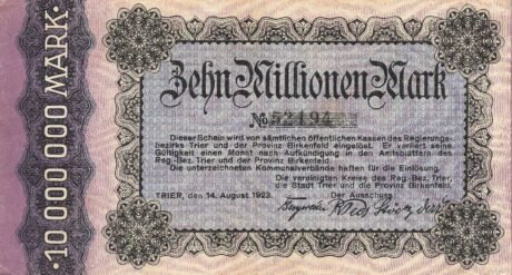 Аверс банкноты 10000000 marek (Niemcy) 1923
