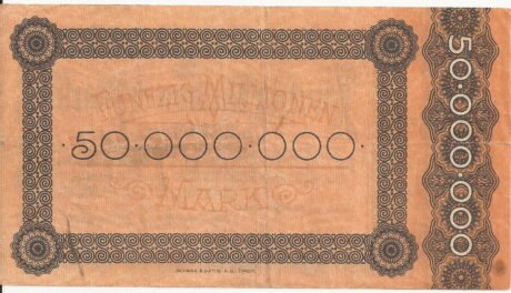 Реверс банкноты 50000000 марок (Германия) 1923 года
