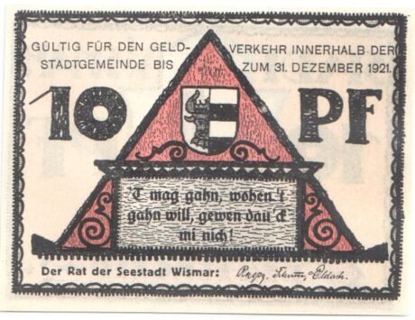 Аверс банкноты 10 fenigów (Niemcy)