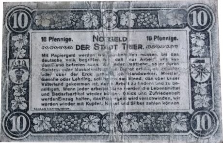 Реверс банкноты 10 fenigów (Niemcy) 1920