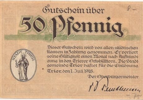 Аверс банкноты 50 fenigów (Niemcy) 1918