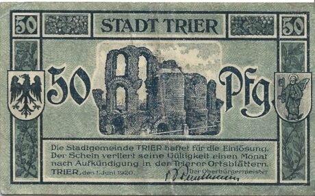 Аверс банкноты 50 fenigów (Niemcy) 1920