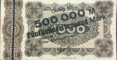 Реверс банкноты 500000 марок overprint on 1000 марок (Германия) 1923 года