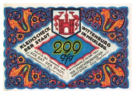 Аверс банкноты 299 fenigów (Niemcy) 1922