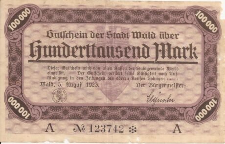 Аверс банкноты 100000 marek (Niemcy) 1923
