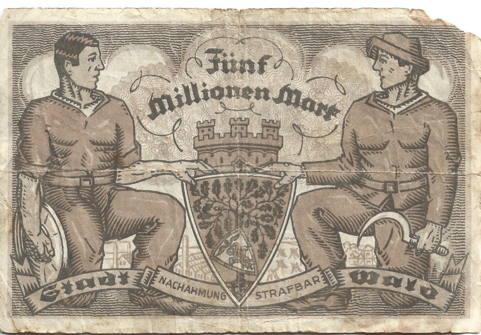 Реверс банкноты 5000000 марок (Германия) 1923 года