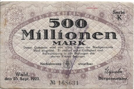 Аверс банкноты 500 000 000 marek (Niemcy) 1923