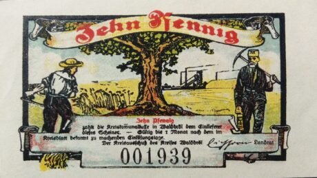 Аверс банкноты 10 fenigów (Niemcy) 1921