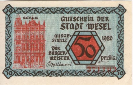 Аверс банкноты 50 fenigów (Niemcy) 1919