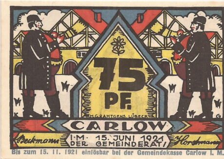 Аверс банкноты 75 fenigów (Niemcy) 1921