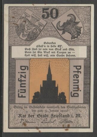 Аверс банкноты 50 fenigów (Niemcy) 1922