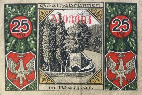 Реверс банкноты 25 fenigów (Niemcy) 1920