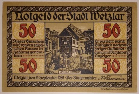 Аверс банкноты 50 fenigów (Niemcy) 1920