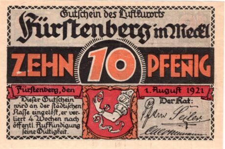 Аверс банкноты 10 fenigów (Niemcy) 1921