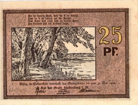 Аверс банкноты 25 fenigów (Niemcy)