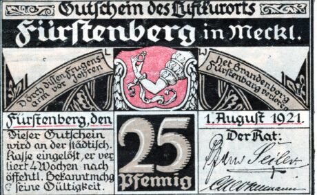 Аверс банкноты 25 fenigów (Niemcy) 1921