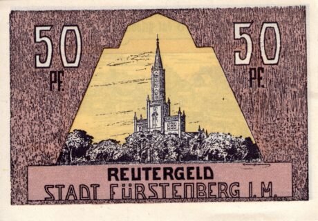 Реверс банкноты 50 fenigów (Niemcy)