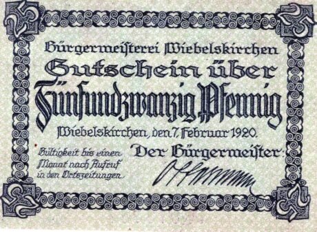 Аверс банкноты 25 fenigów (Niemcy) 1920