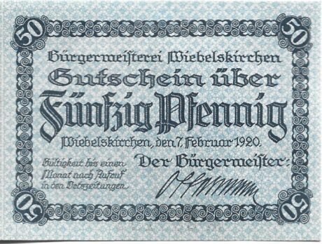 Аверс банкноты 50 fenigów (Niemcy) 1920