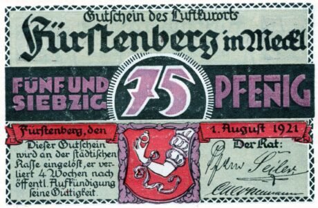 Аверс банкноты 75 пфеннигов (Германия) 1921 года