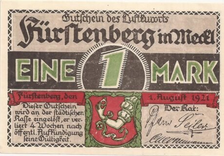 Аверс банкноты 1 marka (Niemcy) 1921