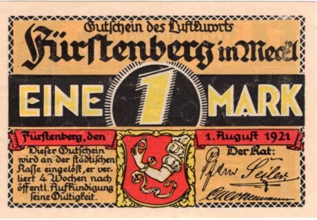 Аверс банкноты 1 marka (Niemcy) 1921