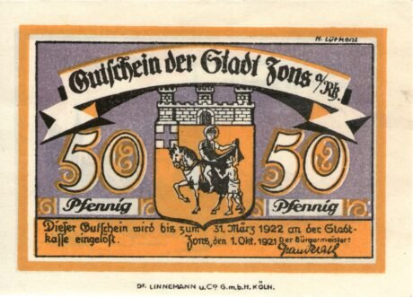 Аверс банкноты 50 fenigów (Niemcy)