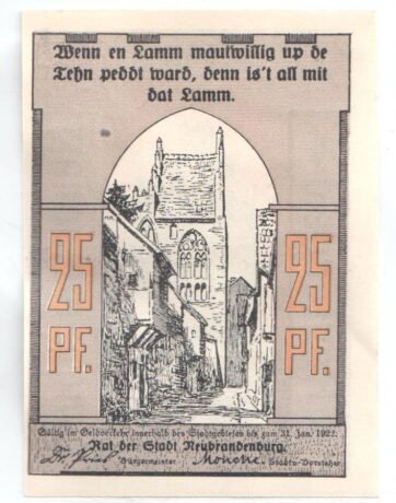 Аверс банкноты 25 fenigów (Niemcy)