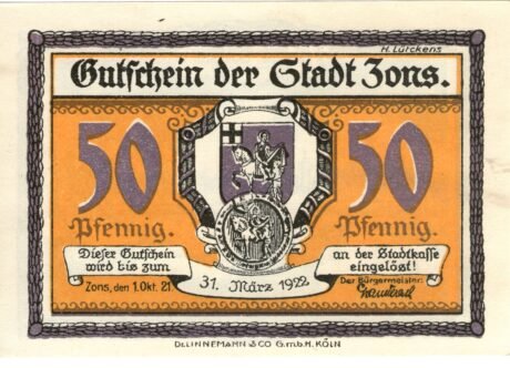 Аверс банкноты 50 fenigów (Niemcy) 1921