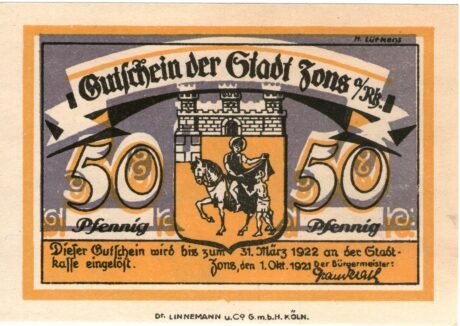 Аверс банкноты 50 fenigów (Niemcy) 1921