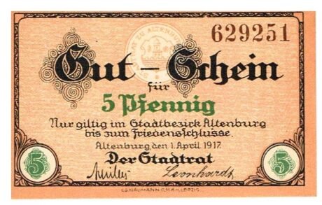 Аверс банкноты 5 пфеннигов (Германия) 1917 года