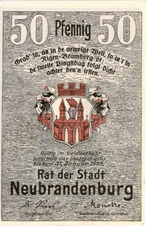 Аверс банкноты 50 fenigów (Niemcy)