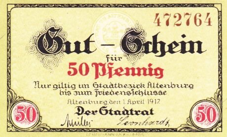 Аверс банкноты 50 fenigów (Niemcy) 1917