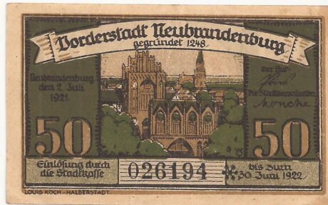 Аверс банкноты 50 fenigów (Niemcy) 1921